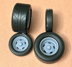 Resin 17/15 Scale inch “Chevy Rally” Drag Wheels With Cheater Slicks 1/24, 1/25