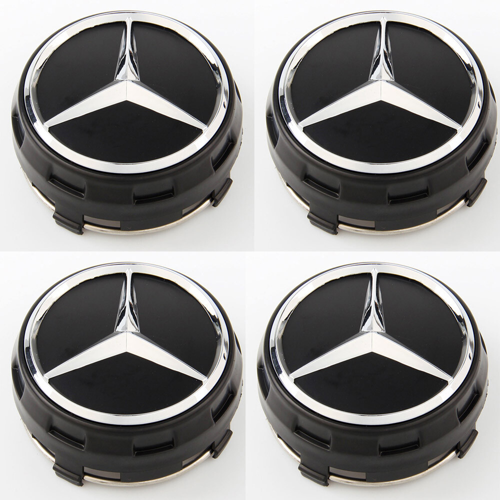 4PC 75mm Wheel Rim Cover Hub Caps Emblem Badge For Mercede s AMG Black