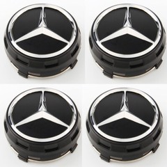 4PC 75mm Wheel Rim Cover Hub Caps Emblem Badge For Mercede s AMG Black
