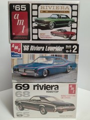 BUICK RIVIERA (3) AMT ’65-’66-’69 1/25 Plastic Model Kits FACTORY SEALED