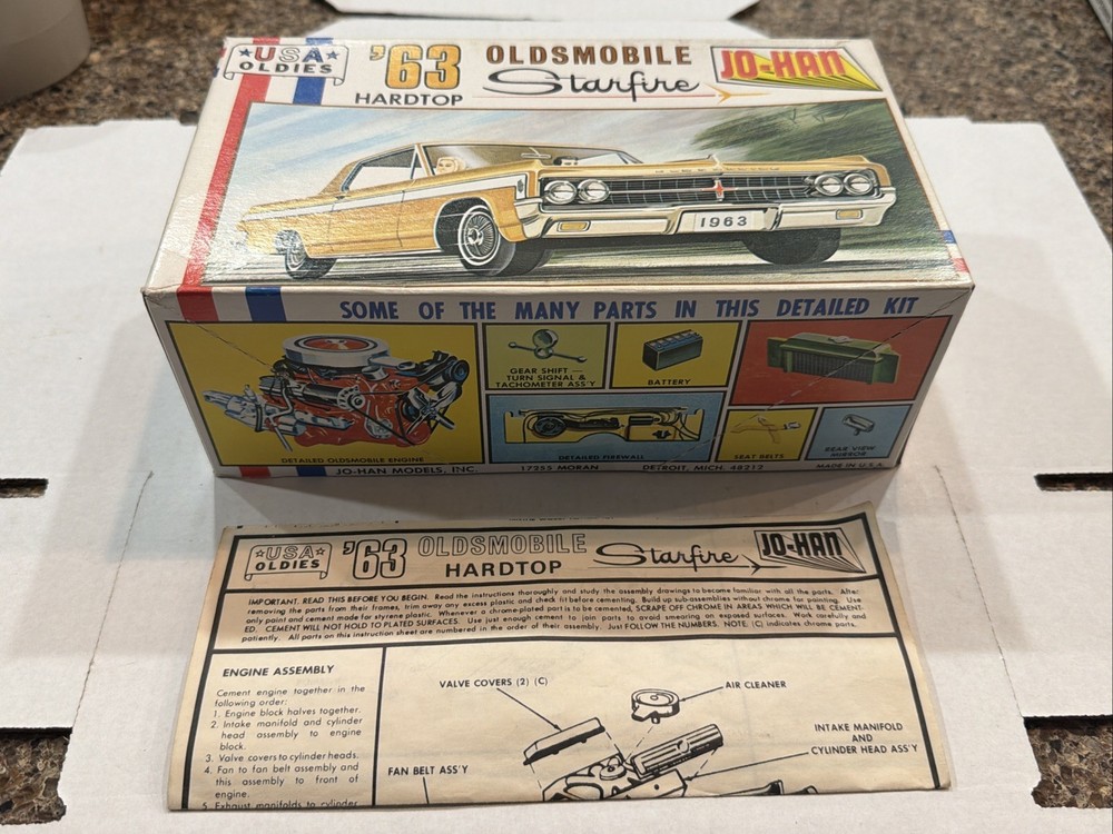 JO-HAN 1963 OLDSMOBILE STARFIRE ORIGINAL BOX/INST ONLY! CIRCA 1970’s! VMCP!