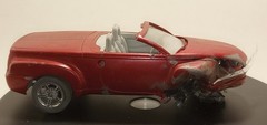 Built 1/25 scale Chevy SSR as a wreck for a diorama