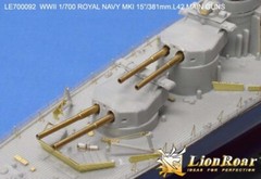 LionRoar WWII HMS MK I 15″/381mm L42 metal barrels for Hood/Renown Class/R class