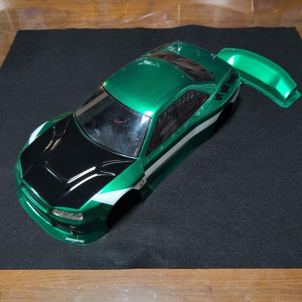 1/14 RC Car R34 Skyline Body Metallic Green LED Lights