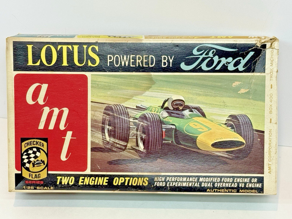 Vintage AMT Lotus powered by Ford model kit 1/25 #2180 Restoration/Parts/Decals