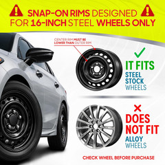 16 Inch Hubcaps Set of 4 – OEM Replacement Snap-On Wheel Rim Covers – Universal