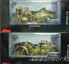 AwardWinner Built Schuco Large 1/10 Diecast BMW R75 Motorcyle Sidecar+Rebuilt