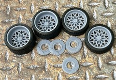1/24 Scale: 21/20 Inch “Trans Am Snowflake” Wheels W/ Wide Rear Street Tires
