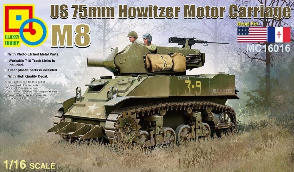 Classy Hobby MC16016 1/16 US 75mm Howitzer Motor Carriage M8 Assemble Model