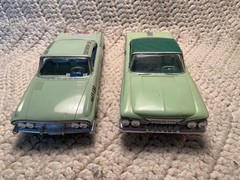 Lot Of 2 Vintage Johan 1961 Rare Green Mopar Car Models Plymouth & Dodge Coupes