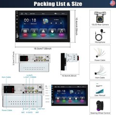 Single Din Car Stereo with Wireless Carplay&Android Auto,7″ 1 Din