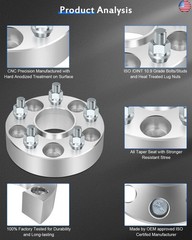 ECCPP 4PCS 5×114.3 5 Lug Wheel Spacers hubcentric 5×4.5 to 5×4.5 12×1.5 64.1mm