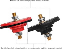 High Current 3/8” Feed-Thru Panel Battery Terminal Connectors with Silicone T…