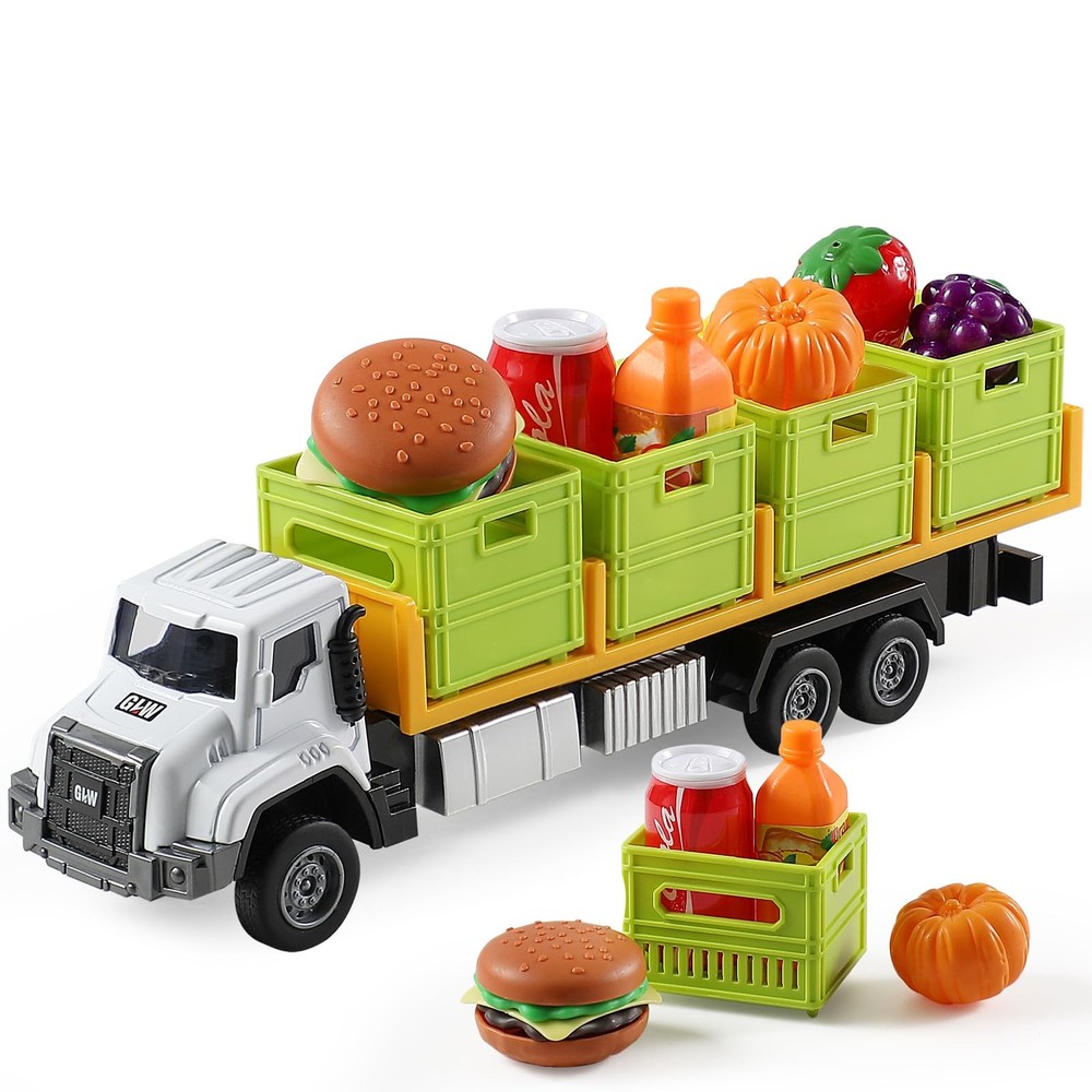 GLW Food Transport Truck Toy for Age 3-8 Kids – 1:55 Alloy 10 Inch, Green