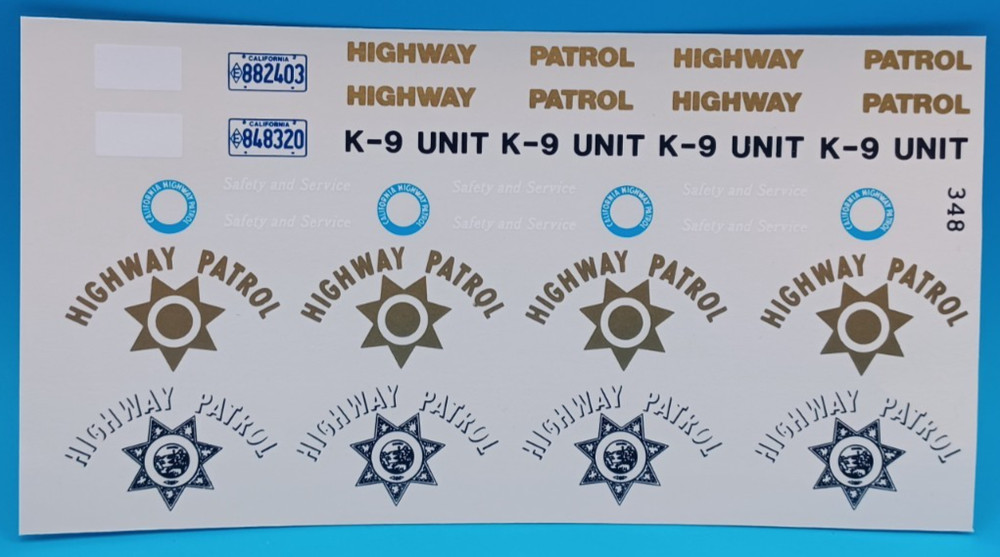 Fred Cady | No. 348 | 1:25 California Highway Patrol K-9 Unit Decals