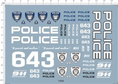 1/18 Water Slide Decals BXJG POLICE 911 643 (1958)
