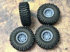 1/24 Scale: 15-Inch “KMC Summit” Wheels W/ Huge 35-inch Mud Tires. Resin