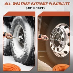 Aquilaplain 50ft Truck Air Hose Tire Inflator Glad Hand 3/8in Hybrid 300PSI Heav