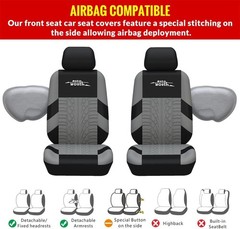 AUTOYOUTH 3 Row Car Seat Covers w/ 7 Headrests Universal Fit Truck SUV Van Airba