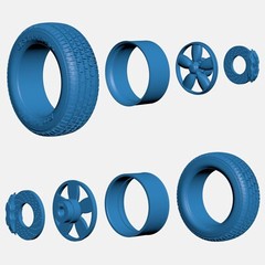 1/24 Resin 15 inch Daisy Wheels, BFGoodrich Radial T/A Tires, and Brake Set