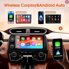Double Din Car Stereo, 10.1″ HD Touchscreen with Wireless Apple Carplay &