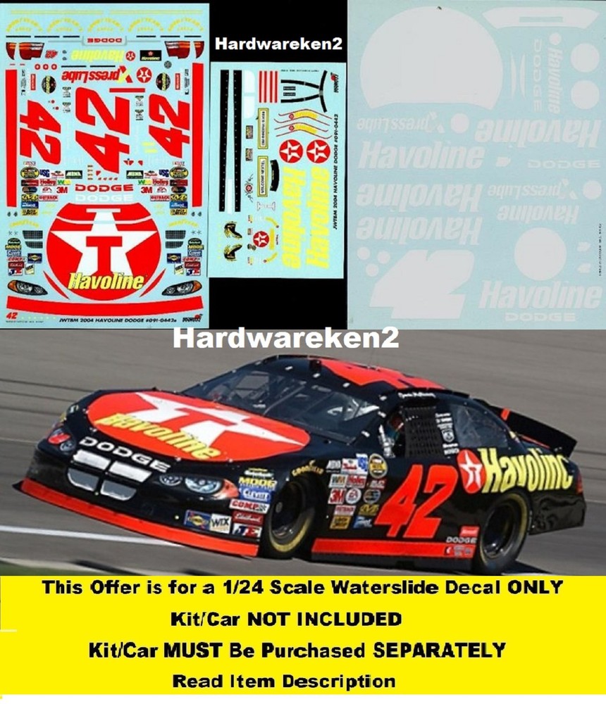 NASCAR DECAL #42 HAVOLINE 2004 DODGE INTREPID JAMIE McMURRAY 1/24 JWTBM