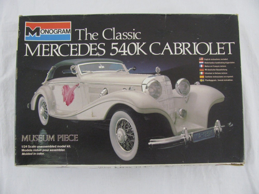 1982 Monogram 1/24 Classic Mercedes 540K Cabriolet Model Car Kit #2306 New!