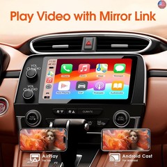 Double Din Car Stereo, 10.1″ HD Touchscreen with Wireless Apple Carplay &