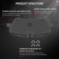 cciyu D872 D873 Front & Rear Semi-Metallic Disc Brake Pads Kit For
