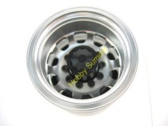 B Set 1/14 R/C 3-Axle 6X4 Tractor Truck ALLOY WHEELS BLACK Rims re Tamiya