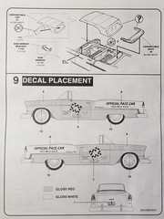 1955 Chevrolet Convertible PACE CAR DECAL SHEET for Revell 1:25 Model Kit DECALS
