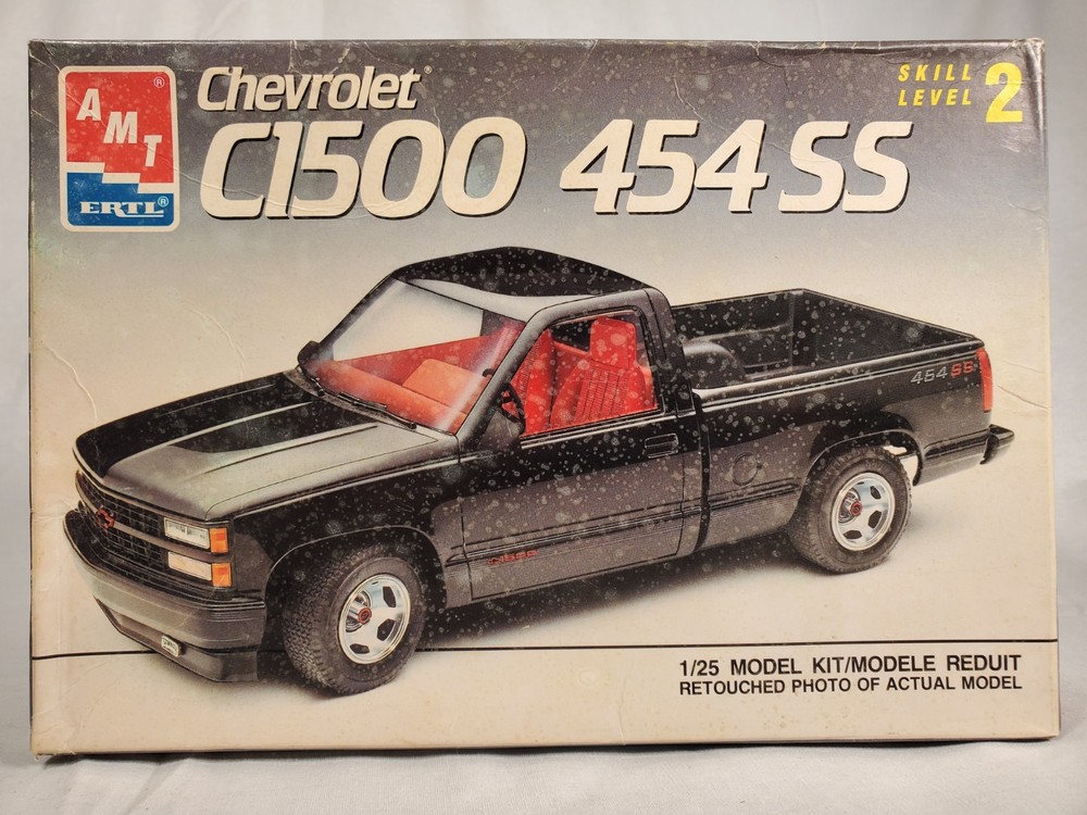 Vintage AMT ERTL 6032 Chevy C1500 454 SS 1/25 Started Project Model Kit