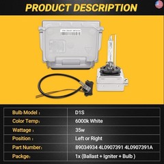 89034934 4L0907391 4L0907391A Xenon HID Headlight Ballast with Igniter and D1S