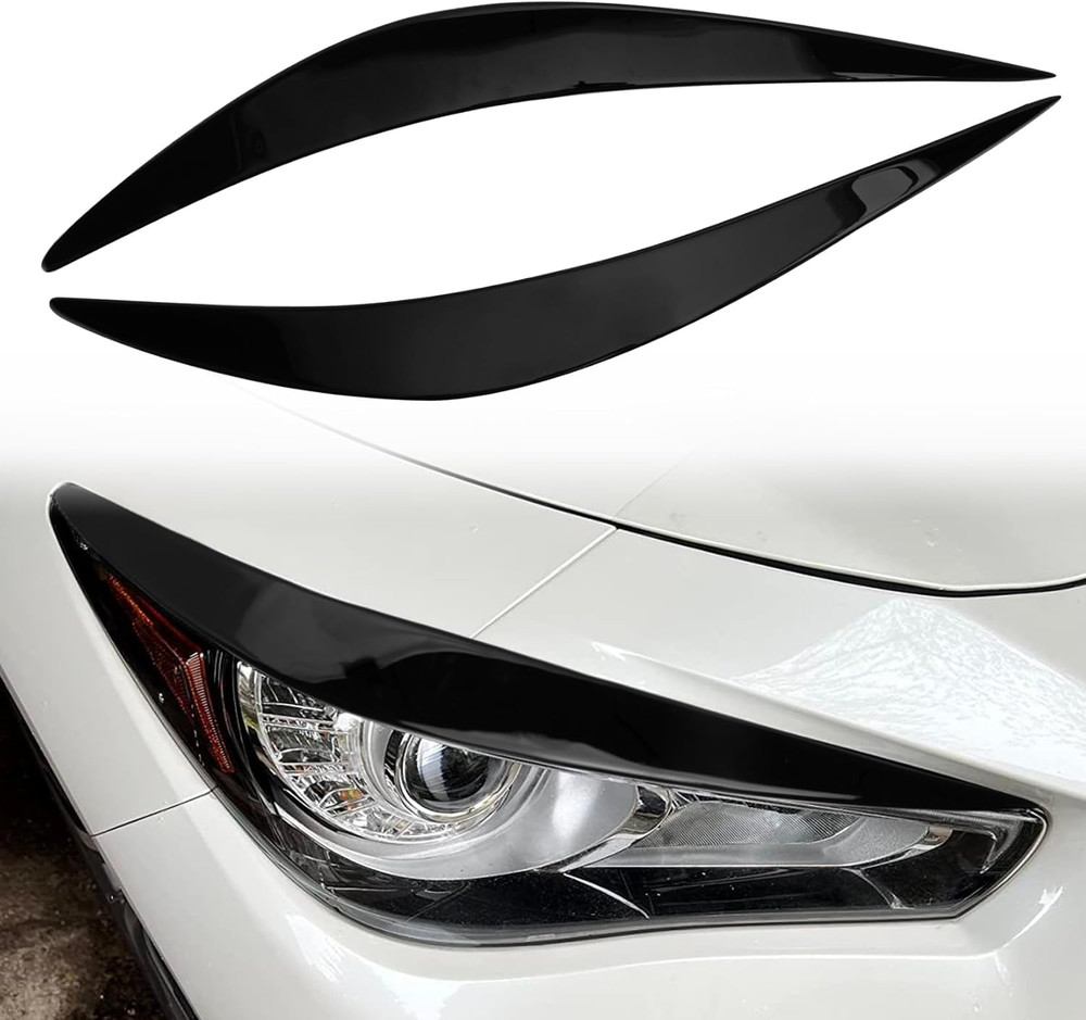 Glossy Black Eyelid for Q50, Headlight Eyelids Headlight Eyebrows Trim Fr