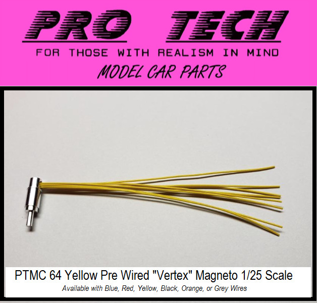 PTMC 64 Yel Wired Vertex Magneto Machined Aluminum 1:25 LBR Model Parts PRO TECH