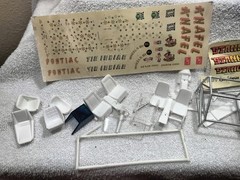 AMT Kitbash 1/25 1960s Model Car Junkyard Parts Lot Chrome Wheels Motor Bumpers