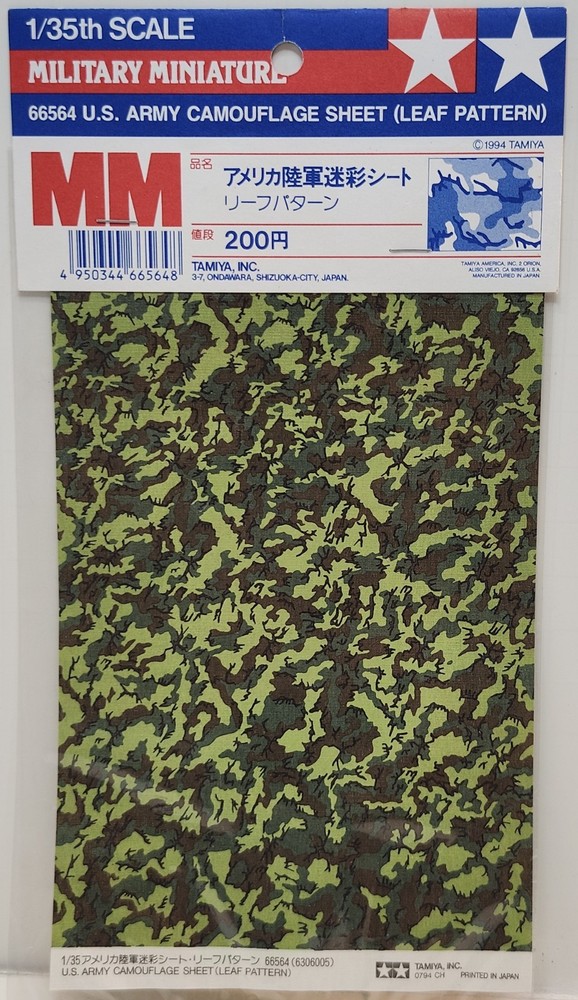 Tamiya 1/35 scale Vietnam US Army Soldiers Camouflage Sheet Leaf Pattern 66564