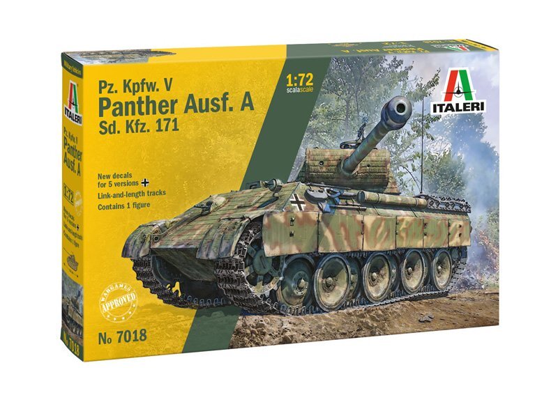 Italeri 7018 1/72 Scale Model Kit WWII German Tank Sd.Kfz.171 Panther Ausf.A