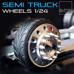 1:25-1:24 Scale Resin Semi Truck-Dually Rims and Tires With Brakes