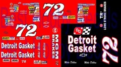 #72 Mike Dillon Detroit GASKETS 1993 1/18th Scale Waterslide Decal
