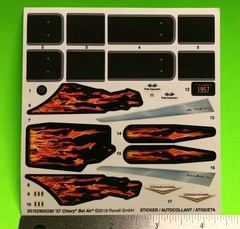 Stickers 57 1957 Chevy Bel Air 1/25 Decal Sheet Panel Trim Gold Emblems Flames
