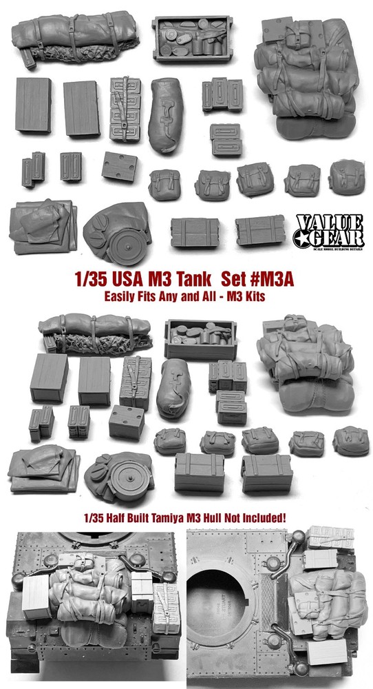 1/35 Scale US Army M3 Stuart and Other Tanks Stowage Set Value Gear – Resin