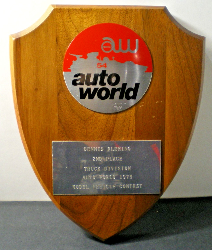 Vintage Trophy 1975 auto world Model Contest 2nd Place Truck Division