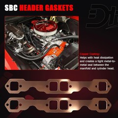 SBC Header Gaskets, Oval Port Copper Header Exhaust Gasket Seals Compatible with