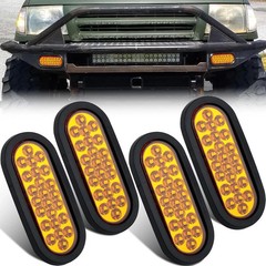 4Pcs 6″ Inch Oval Led Strobe Lights Amber 24 LED Recessed Oval Stobe Flash Truck