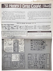 Revell 1951 Henry J Drag Coupe Model Car Kit Instruction Sheet only!