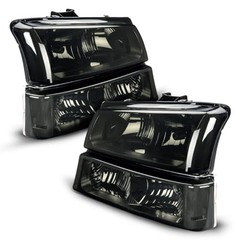 Headlight Assembly Compatible with 2003 Clear-Chrome/ for 03-06 Silverado 1500
