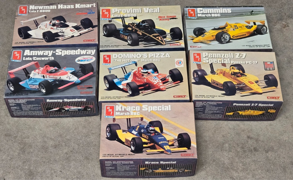 Vintage 1/25 AMT ERTL CART Racing Series NOS Factory Sealed 1989 Lot of 7 Models