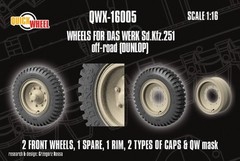 1/16 Corrected SdKfz 251 Front Wheels for Das Werk Off-road tread (dunlop)