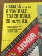 AHM VINTAGE German 8 Ton Half Track Quad. 20 M/m AA Armor Model Kit #552 NEW!